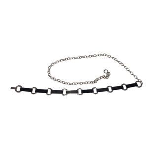 Chicos Chain Link Belt Silver Black Circles OS Hip Grunge Whimsigoth Y2K Indie